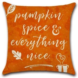 Pumpkin Spice & Everything Nice Linen Throw Pillowcase~~NWOT